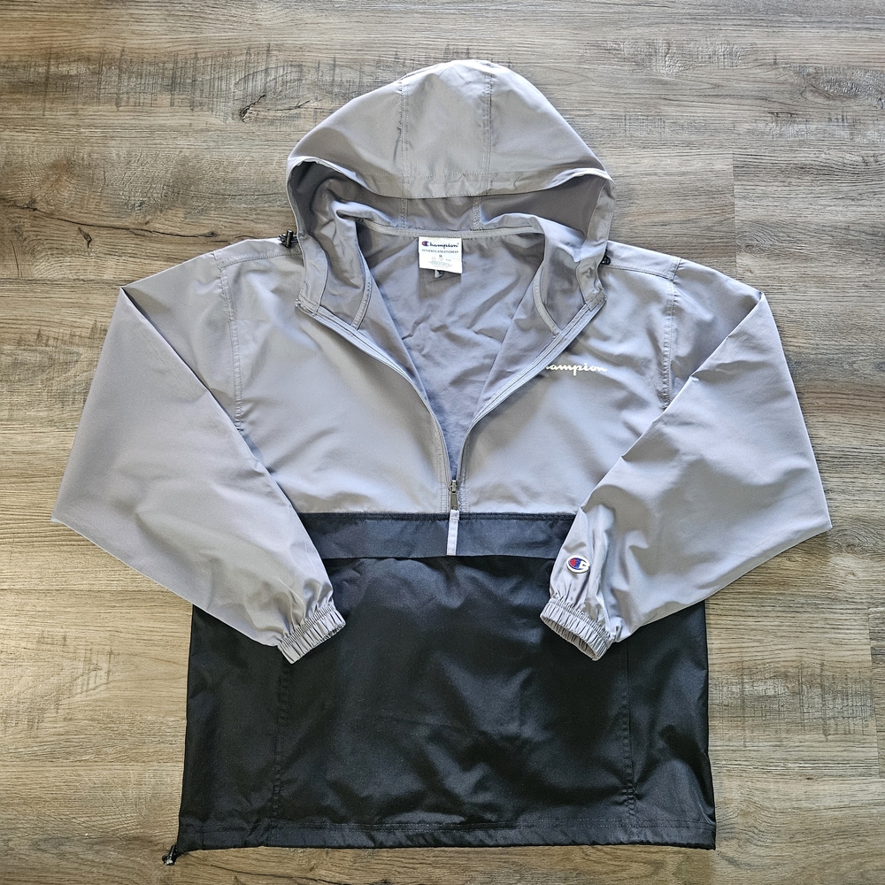 Champion Packable Half Zip Balck & Grey‎ Windbreaker Jacket